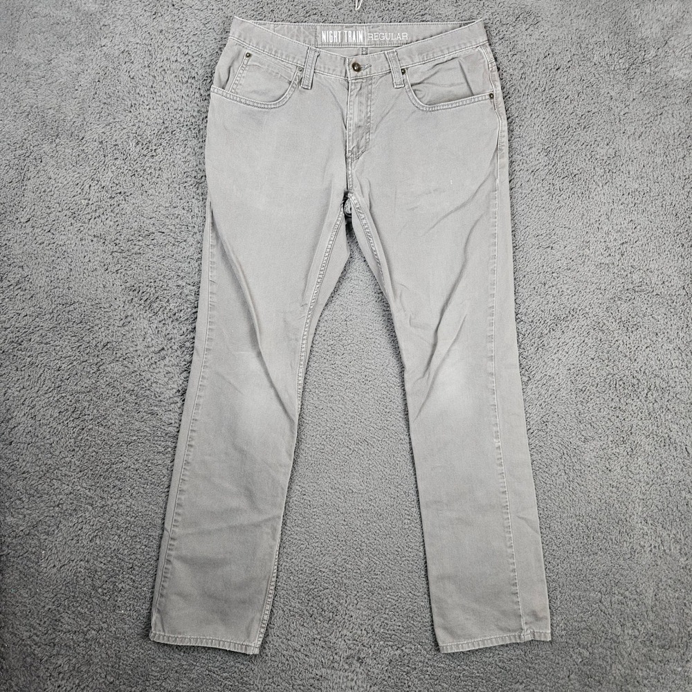 Free World Night Train Regular Fit Charcoal Gray Pants Mens Size 32 Cotton Twill